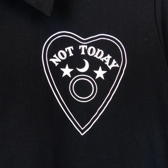 Hot Topic Not Today Planchette Tie Front Button Up Top Womens Plus 1 Black Goth - Picture 5 of 12